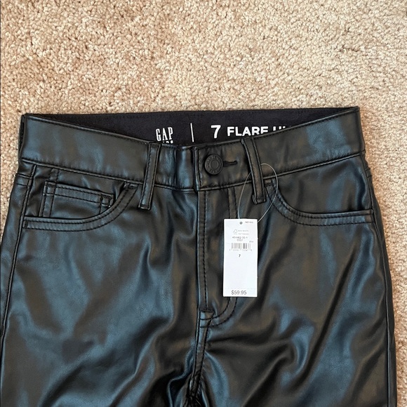 NWT Gap Faux Leather Girls High Rise Flares - Picture 2 of 9
